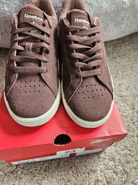 Reebok Brown Suede Low-Top Sneakers with Cream Sole